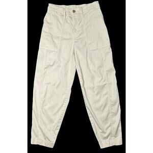 Vuori Anza Pants Womens Sz Small Twill Structured Barrel Leg Pant Natural Cream